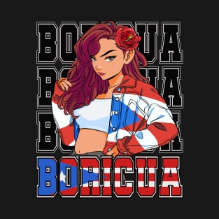 Boricua Puerto Rican Girl Latina Puerto Rico Flag T-Shirt