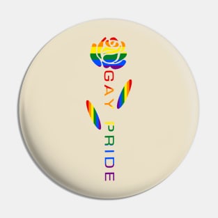 Gay Pride Flag Rose Flower Pin