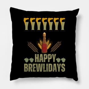 Happy Brewlidays- Funny Beer Pillow