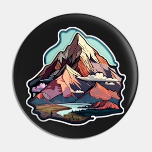 Red Sunrise Peaks Mountain Sticker Pin