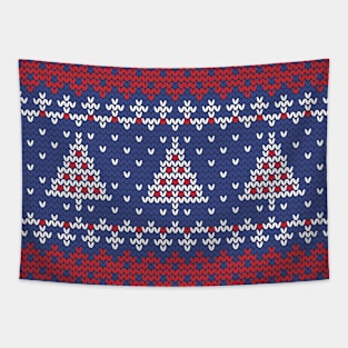 Knitting Blue Xmas trees Tapestry