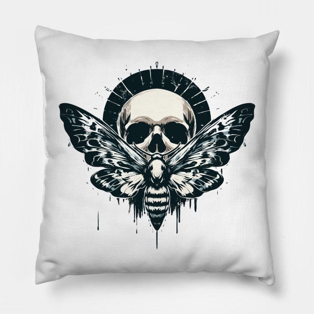 Moth skull horror Pillow by Evgmerk