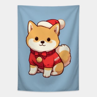 Cute Christmas Shiba Santa Tapestry