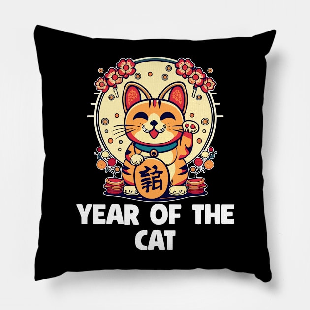 Zulrax Year of the Cat Chinese New Year Dragon Lunar Bunny | Lucky cat | New year gift | Chinese new year gift Pillow by ahadnur9926