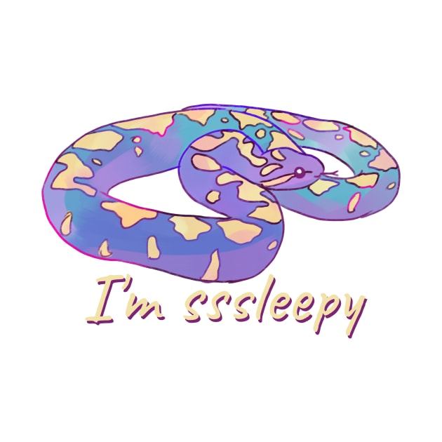 Cute watercolor snake I'm sleepy by Mayarart