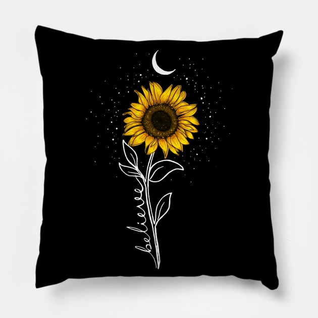 Imagine Hippie Sunflower Pillow by Raul Caldwell