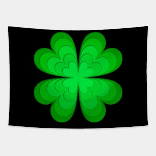 Lucky four-leaf clover, Irish shamrock in green layers Tapestry