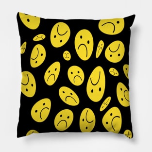 Distorted Sad Face Pattern Pillow