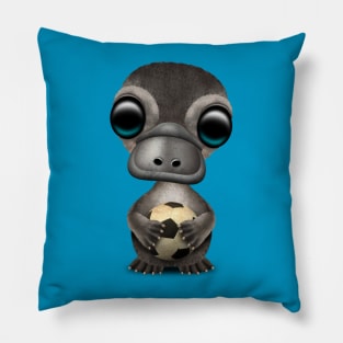 Cute Baby Platypus With Football Soccer Ball Pillow