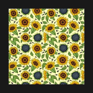 Seamless Sunflower Pattern T-Shirt