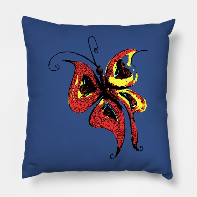 Red butterfly Pillow by Marisa-ArtShop