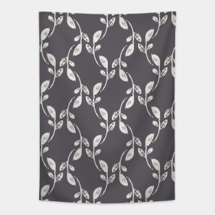 Light gray leaves over dark gray background Tapestry