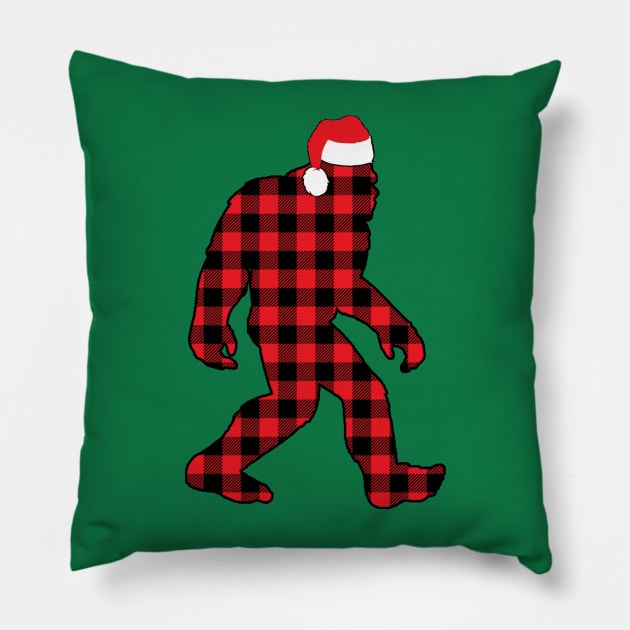 Christmas Bigfoot - Plaid Pillow by  The best hard hat stickers 