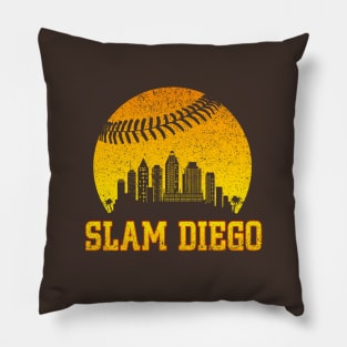 San Diego Vintage City Skyline Baseball Slam Diego Gameday Pillow