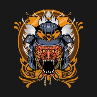 Dragon Warrior with Samurai Helmet T-Shirt