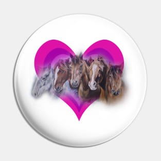 Stunning realistic horses in a rainbow heart design Pin