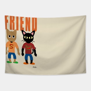 Friend Cat and Dog Tapestry