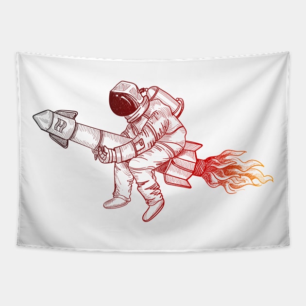 Astronaut ON Space Ship Tapestry by Mako Design 