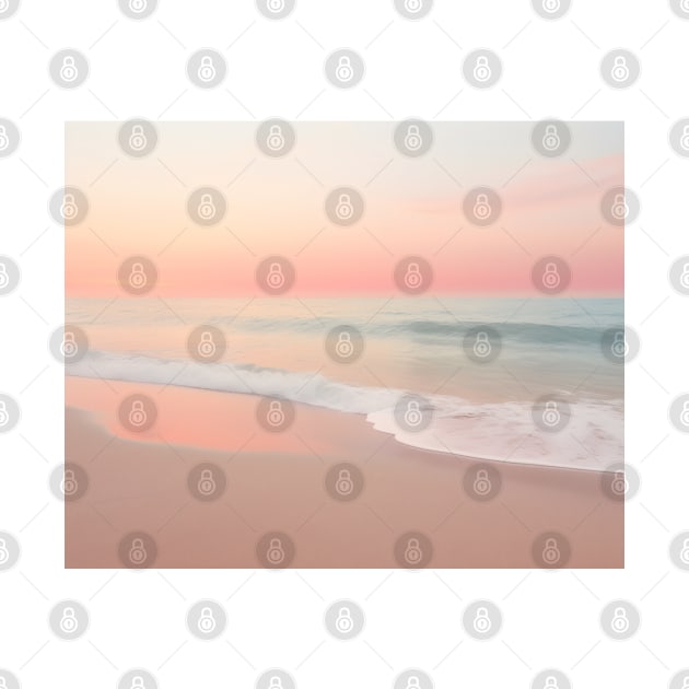 Pink and Orange Sunset Beach Waves by Trippycollage