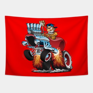 Highboy Hot Rod Race Car Cartoon Tapestry