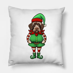 Funny Christmas Elf Wirehaired Pointing Griffon Dog Pillow