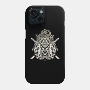 Samurai skull with japanese dragon Phone Case