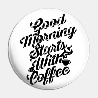 Good morning stars with coffee, coffee slogan white letters Pin