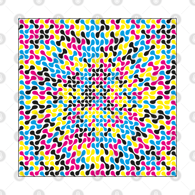 CMYK Warped Metaballs Pattern (White) by John Uttley