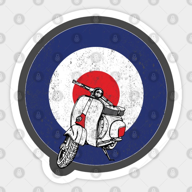 MOD Scooter and Roundel in a distressed vintage style
