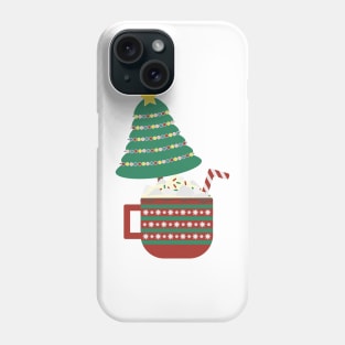 Decorated Christmas tree in a large Red Green mug with hot cocoa, whipped cream, marshmallow and striped candy cane Phone Case