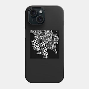 Geometric cubes in black and white check pattern Phone Case