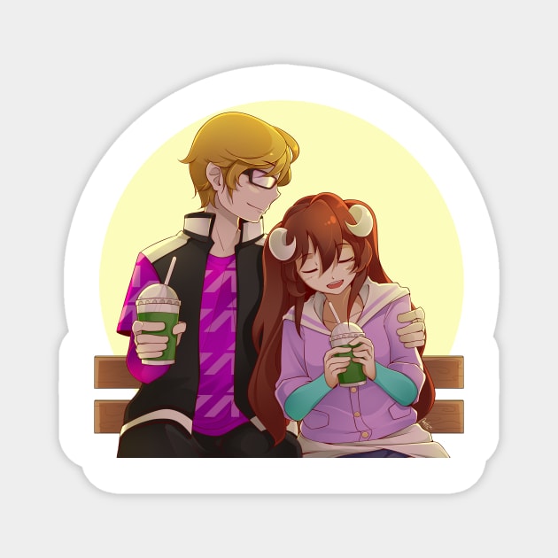 Couple Anime Bench Sweet Cute Magnet by hitoridraws