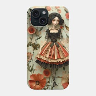 Cute Paper Doll With Fan Victorian Lace Dress Art Phone Case