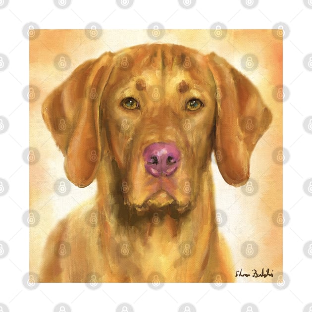 Painting of a Vizsla with a Light Brown Backgeound by ibadishi