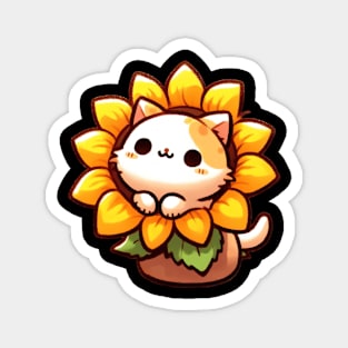 Cute sunflower kawaii cat Magnet