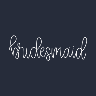 Bridesmaid White on Navy - Monoline Bridal Party T-Shirt