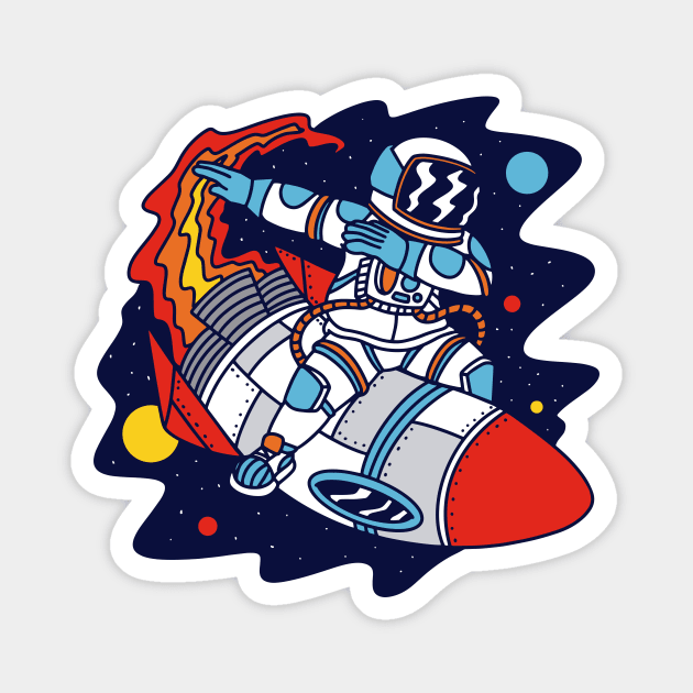 Dabbing Astronaut Riding a Rocket Magnet by SLAG_Creative
