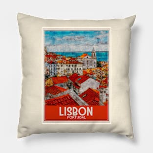 Travel Art Lisbon Portugal Pillow