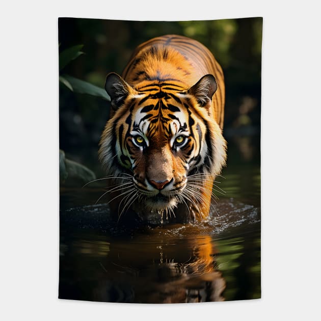 Tiger Animal Wildlife Photography Tapestry by Art-Jiyuu