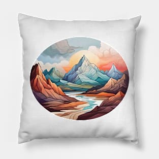 Abstract Vista Symphony: Artistic Explorations of Landscapes (230) Pillow