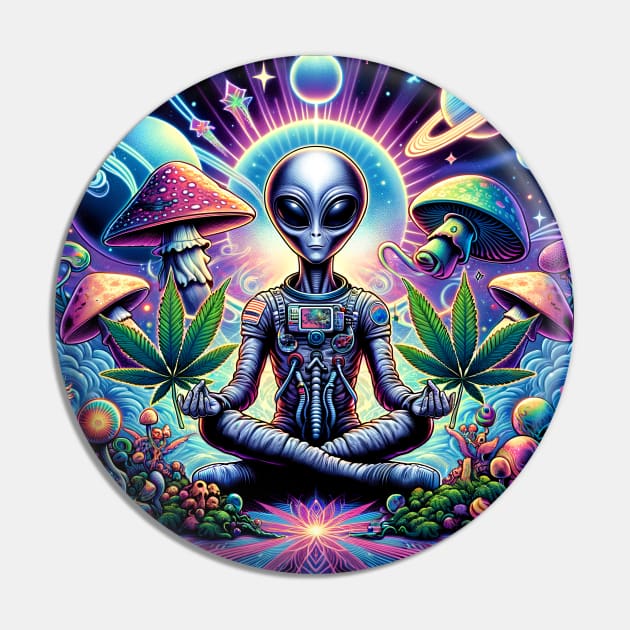 Alien Astronaut Meditating In Space Pin by E