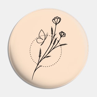 Minimal Flower and Butterfly Pin