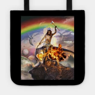 Jesus Riding A Dinosaur Tote