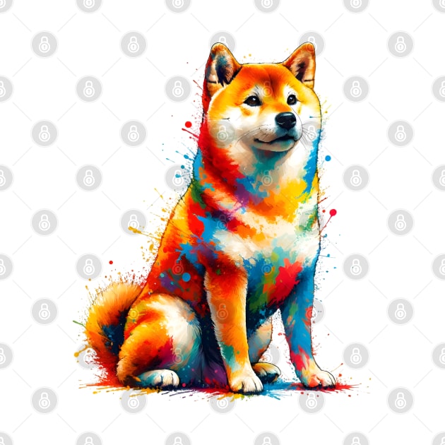 Vibrant Shiba Inu in Colorful Splash Art Style by ArtRUs