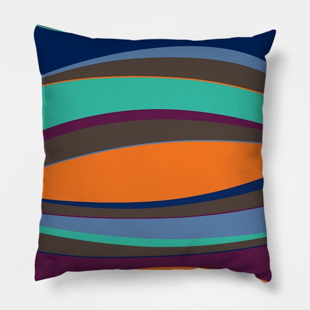 Colorful Curved Stripes Pillow by amyvanmeter