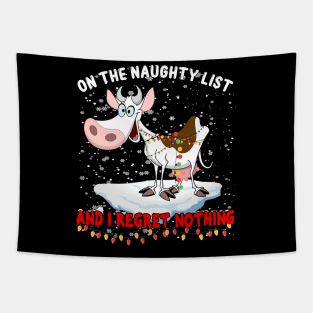 Funny Christmas Cows Lights Cow Lovers Tapestry