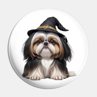 Cute Shih Tzu Witch Pin