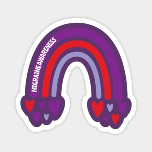 Migraine Awareness Rainbow with hearts Magnet