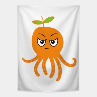 Angry Orange Octopus Tapestry