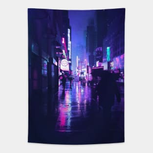 Cyberpunk street neon Tapestry